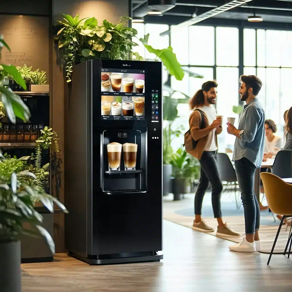 Modern coffee machine in stylish office.